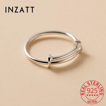 Регулируем пръстен от истинско сребро 925 проба INZATT Line За модерните жени, класически изящни бижута, Минималистичные Аксесоари В подарък