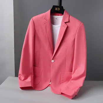 Розово Мъжки блейзър, Ежедневни якета, Сватбен Оранжево, тенденции 2024 г., мъжки дрехи, светло сини, жълти, Социални якета, Бизнес работа, Офис